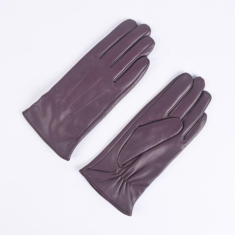 Women's Colored Sheepskin Fingerless Riding Gloves - Warm Fleece Lined for Autumn/Winter