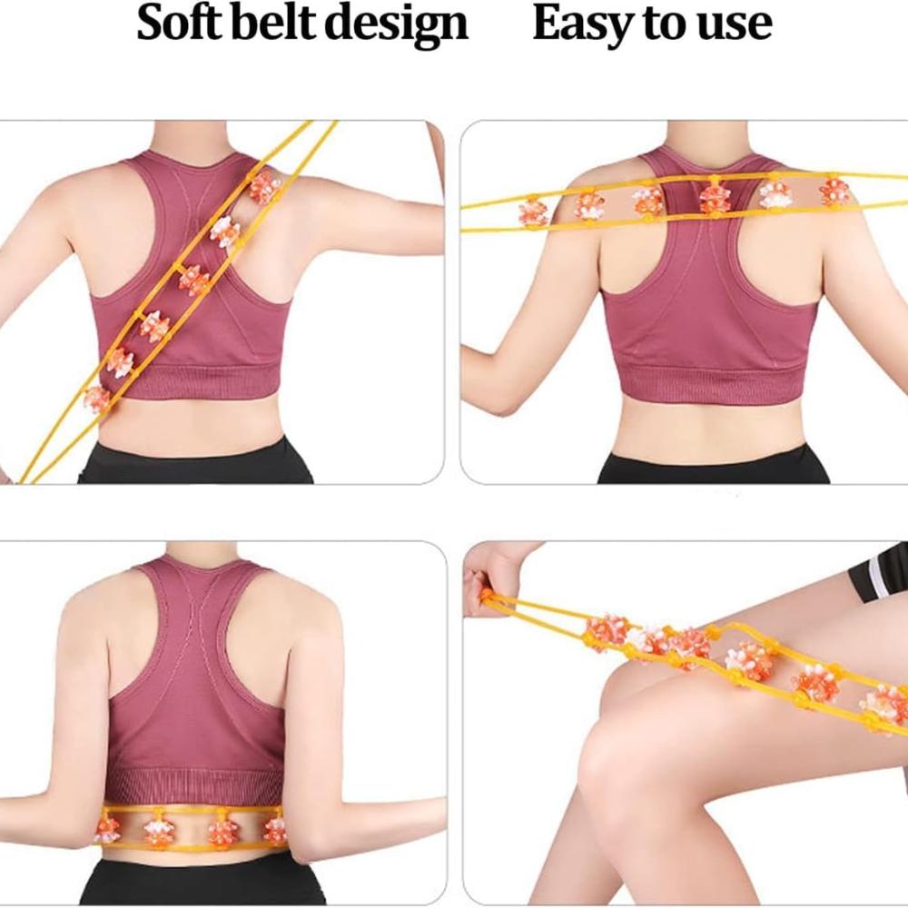 18 Rounds of Back Massage Roller Rope, Professional Self Massage Tool, Portable Manual Massage Belt for Back, Neck and Leg Pain