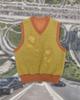 Midieomseu Distorted Sunflower Knit Vest - Brick