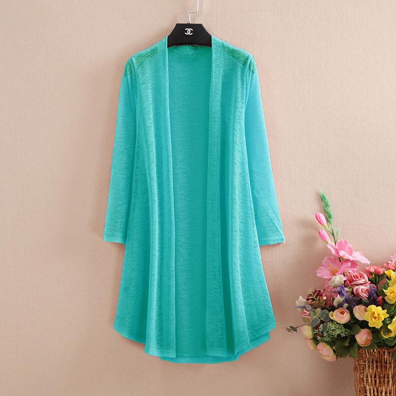 Spring and Summer Women's Long Tulle Sunscreen Cardigan Solid Color Casual Loose Jacket Women's Shawl Cardigan