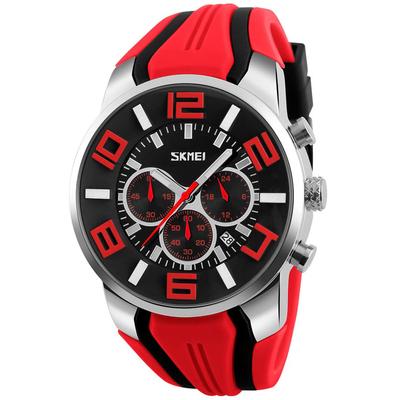 Silikonowy modny swobodny sportowy zegarek na rękę z dużą twarzą wodoodporny chronograf marka analogowy zegarek dla dżentelmena data fluorescencyjny luksusowy prezent czerwony zegarek