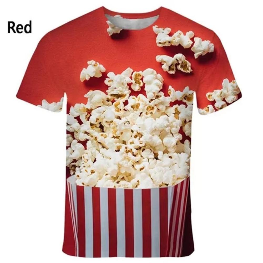 Popcorn 3D Printed Funny T Shirts Men Women Clothing Summer Short Sleeve T-Shirt Kids Trendy Casual Y2k Streetwear Tops Tees