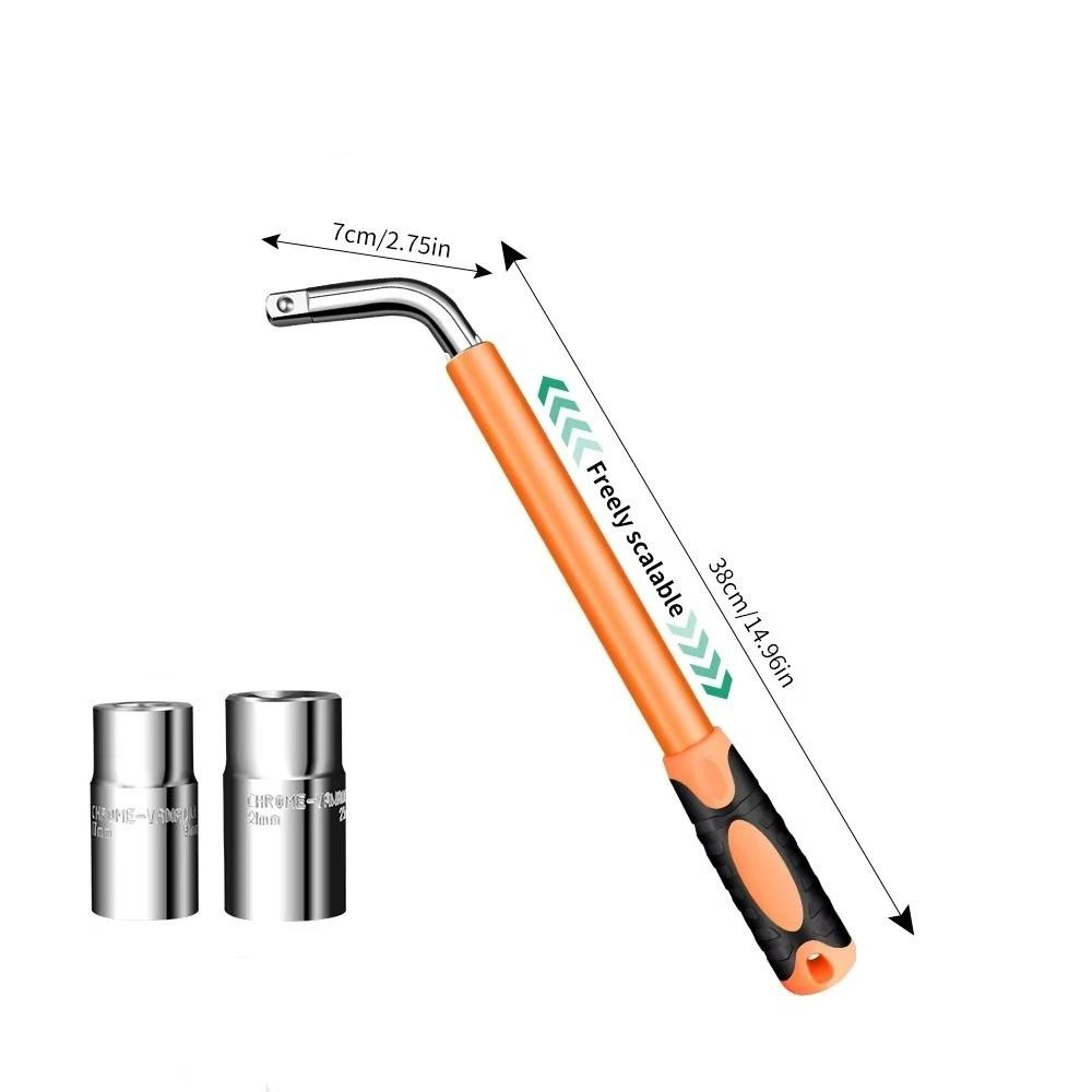 Extended Telescopic Tire Wrench Torque Socket Adjustable Wheel Nut L-Shaped Wrench Steel Construction Thickened Retractable