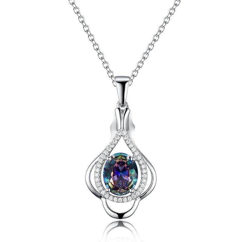 Water Droplet Shaped Pendant Necklace, Oval Shaped Synthetic Zircon Embellishment, Elegant Jewelry, Daily Wear, Gift Giving