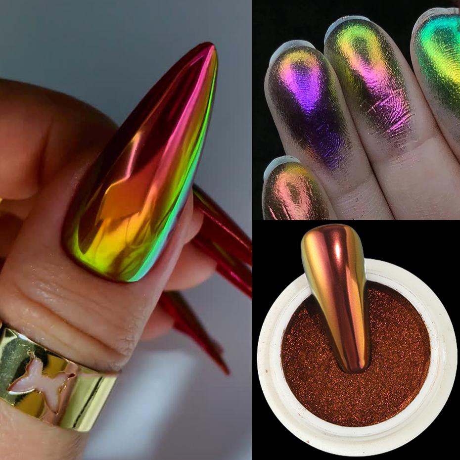 Xiaomi Chrome Chameleon Nail Powder Pigment Marmalade Metallic Magic Mirror Nail Art Powder Glitter Rubbing Dust Decorations Manicure
