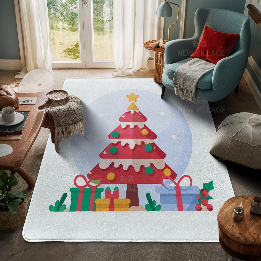 House Entrance Carpet Home Door Mat Living Room Bath Foot Bathroom Non-slip Water Absorption Rugs Bath Merry Christmas Winter