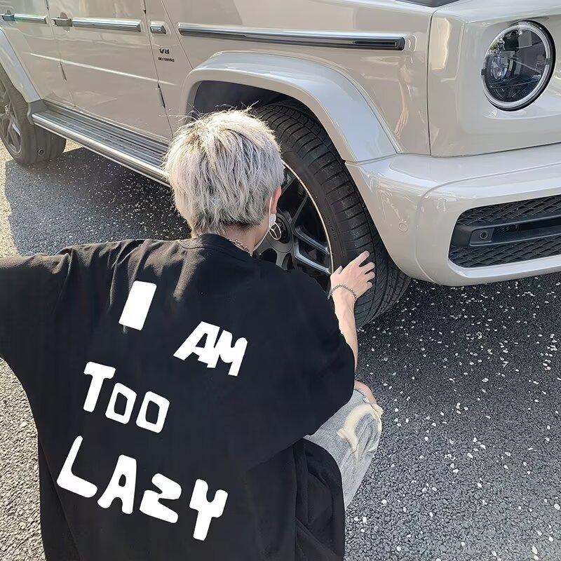 

Футболка Endweep Minimalist Letter Boys с коротким рукавом, новый летний стиль, свободная повседневная футболка с трафаретной печатью, короткий рукав, национальный тренд, американский стиль 3XL чёрный