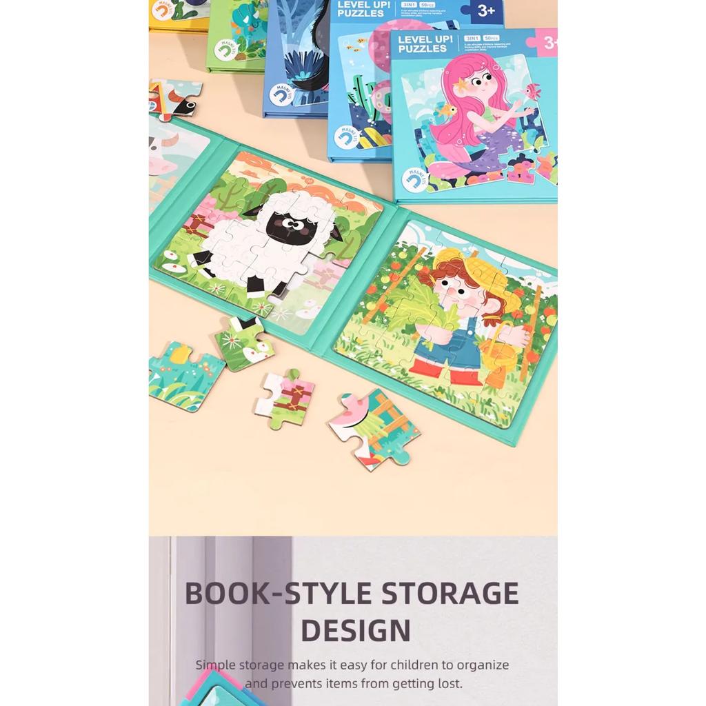 New Kids Magnetic Jigsaw Puzzle Game Baby Early Learning Animal Fruit Traffic Cognition Educational Toy Gift for Children
