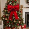 Handmade Large Velvet Bow Pendant Velvet Fabric Christmas Bows Ornaments  Staircase Window