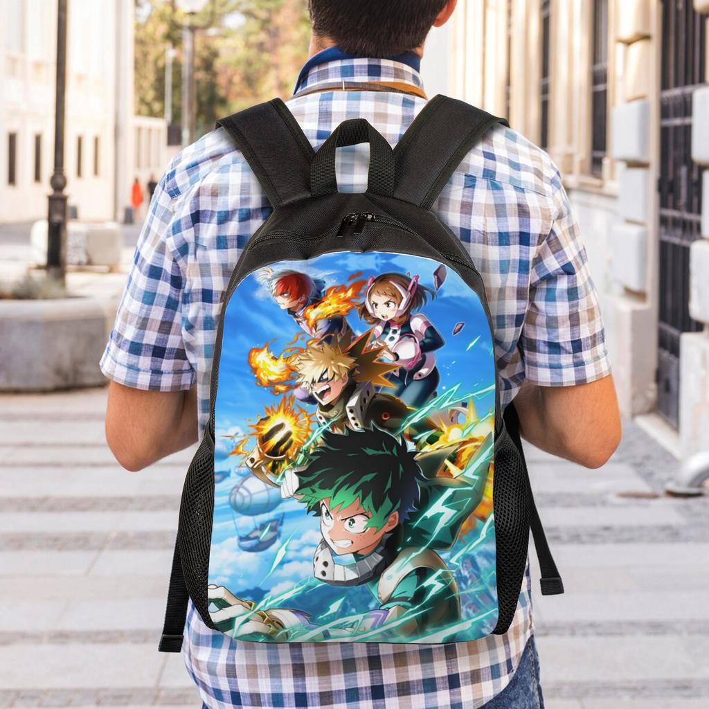 My Hero Academias Backpack for Women Men Water Resistant College School Manga Bag Print Bookbags