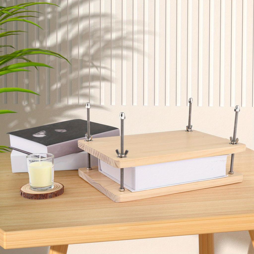 1 szt. Drewniana prasa do książek, narzędzie do oprawy książek, płaska maszyna do prasowania papieru na biurko, DIY introligatorstwo, kartki okolicznościowe, etykiety