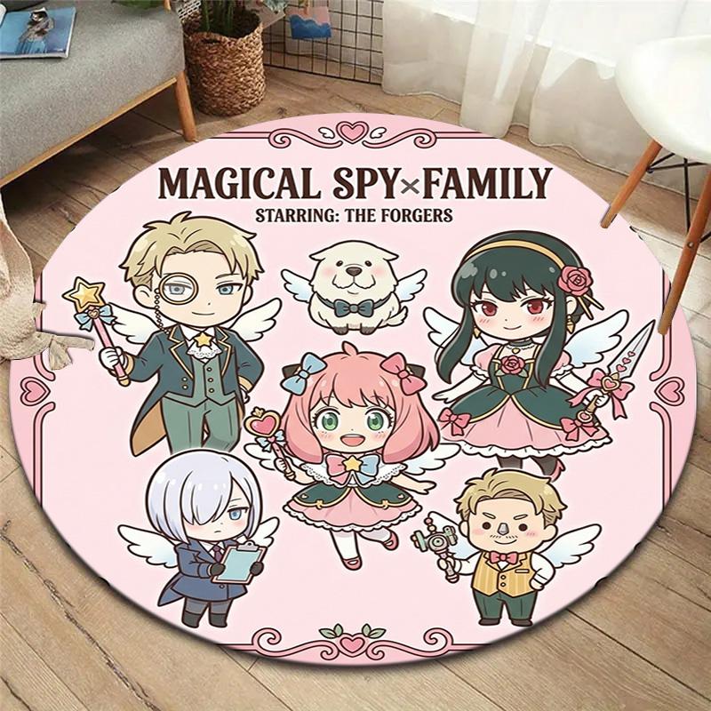 Spy Family Round Area Rug Carpet Rug For Living Room Bedroom Sofa Playroom Decor Nonslip Floor Mat