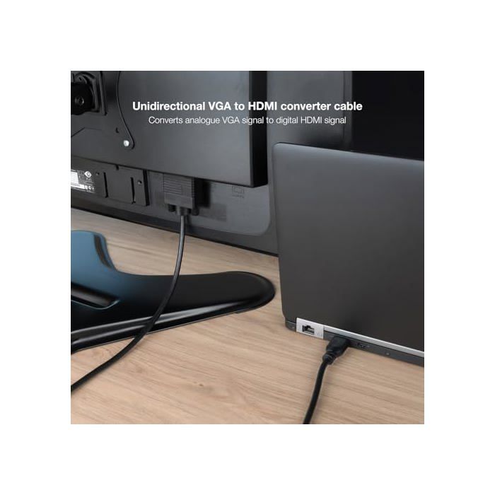 Câble convertisseur VGA vers HDMI - Nano Cable - 1,8 m - Noir - 1920x1080@60Hz - Plug and Play - Résistant à la chaleur