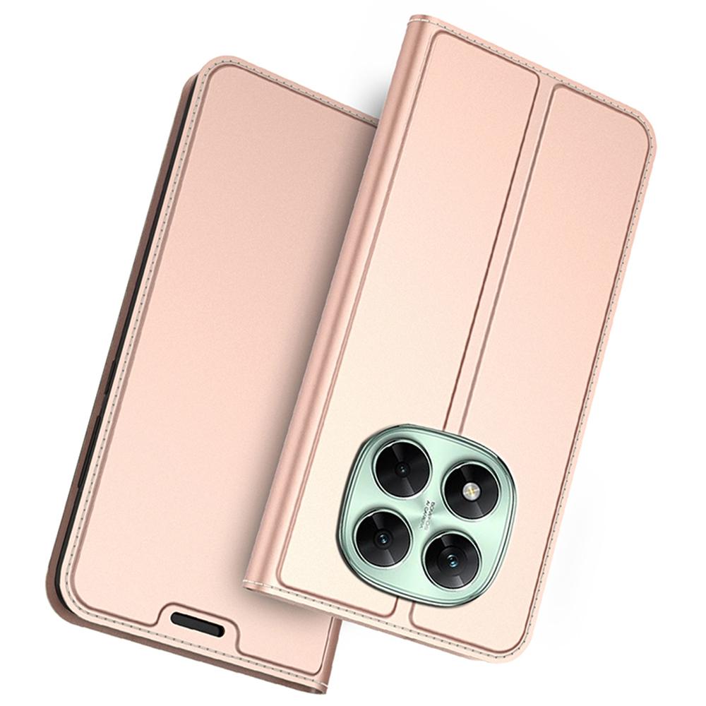 

For Xiaomi Redmi Note 14 Pro 4G Case PU Leather Phone Cover with Card Holder Stand Rose Gold
