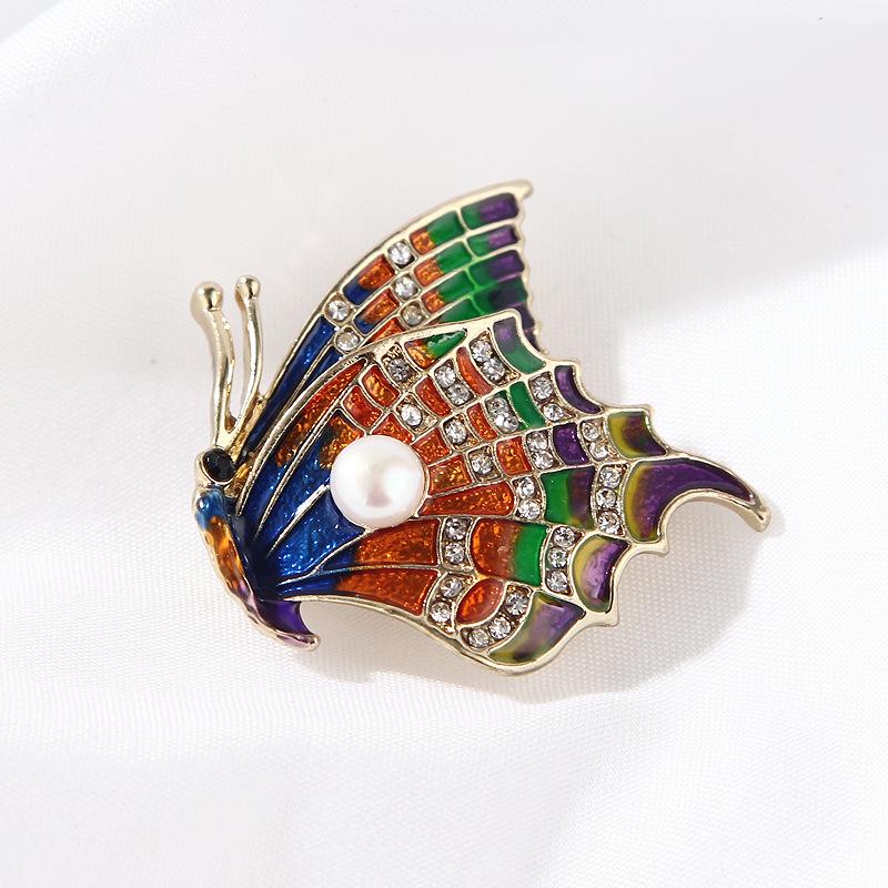 Original Flamingo Butterfly Bee Natural Freshwater Pearl Brooch Accessory Transparent Gift Box