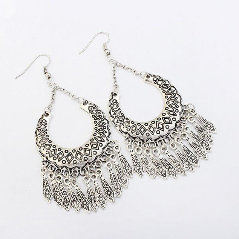 Bijoux Vintage Alliage Boucles d'Oreilles Pendantes Bohème Tibet Boucles d'Oreilles Accessoires Femmes