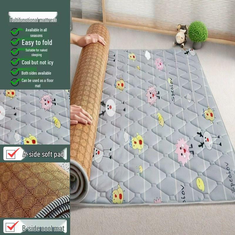 Dual-Sided Foldable Rattan Mattress Pad for All Seasons