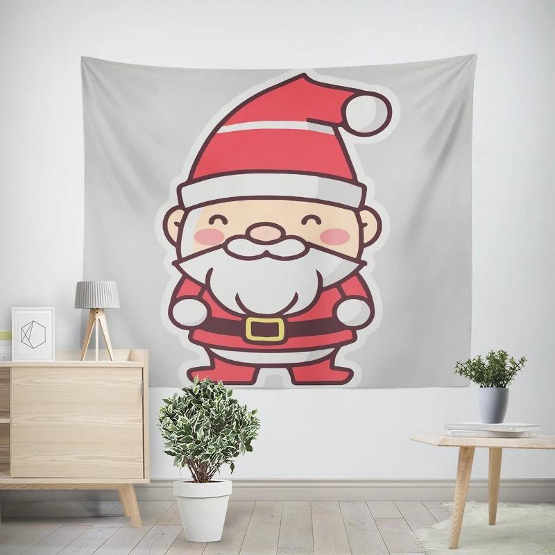 Christmas New Year Cartoon Santa Claus Pattern Living Room Bedroom Decorative Tapestry