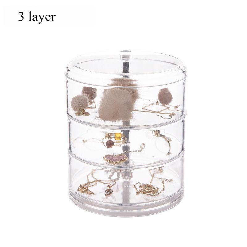 

Прозрачная акриловая вращающаяся на 360° шкатулка для украшений: Многослойный органайзер для резинок для волос, серег, часов и ожерелий 3 layer