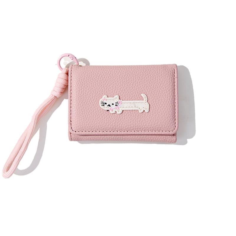 New Cute Cat Lanyard Card Holder & Women's Trifold Coin Purse Wallet