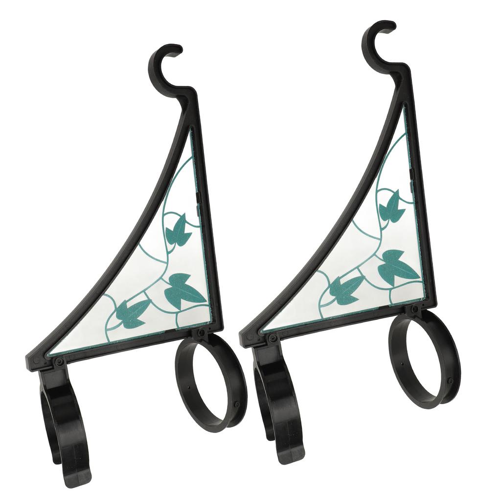 2pcs Fence Post Hanger Green Leaf Pattern Plastic Hanging Plants Bracket for Bird Feeder Lantern