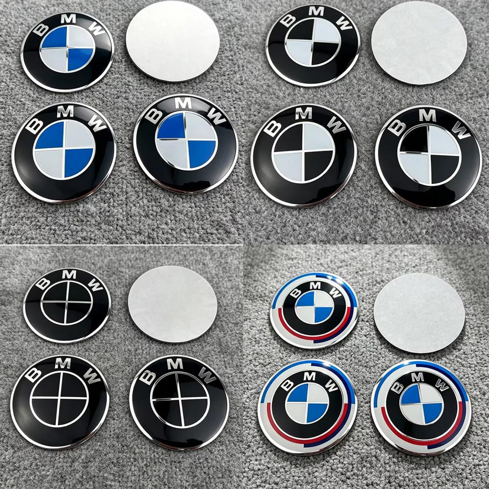 For BMW M ABS 50th Anniversary 4Pcs 56MM 60MM 65MM Car Wheel Hub Center Cap Stickers For Bmw E36 F20 E46 E39 E38 E90 E60 E87 E53 X3 X5 X6