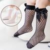Spring Parent-Child Small And Medium Grid Fishing Net Socks Sexy Big Bow Women'S Net Socks Medium Stockings