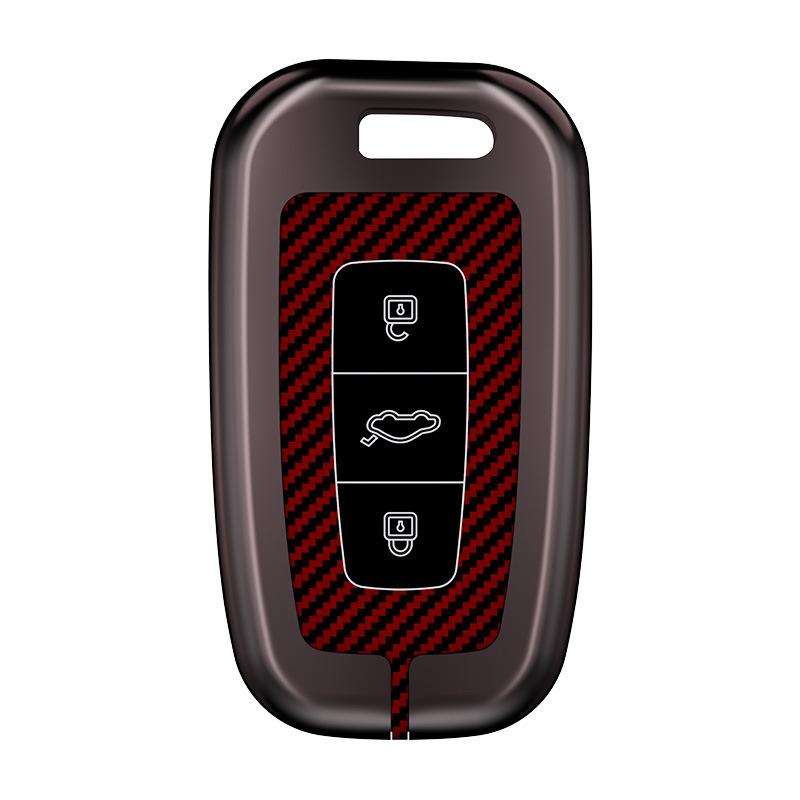 

Hyundai Fiesta Key Shell with Carbon Fiber Texture, Compatible with 21 Models червоний
