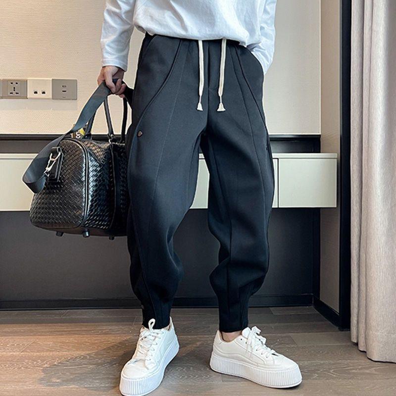 Men's Spring and Autumn Plus Size Solid Colour Casual Sports Pants Drawstring Sweatpants