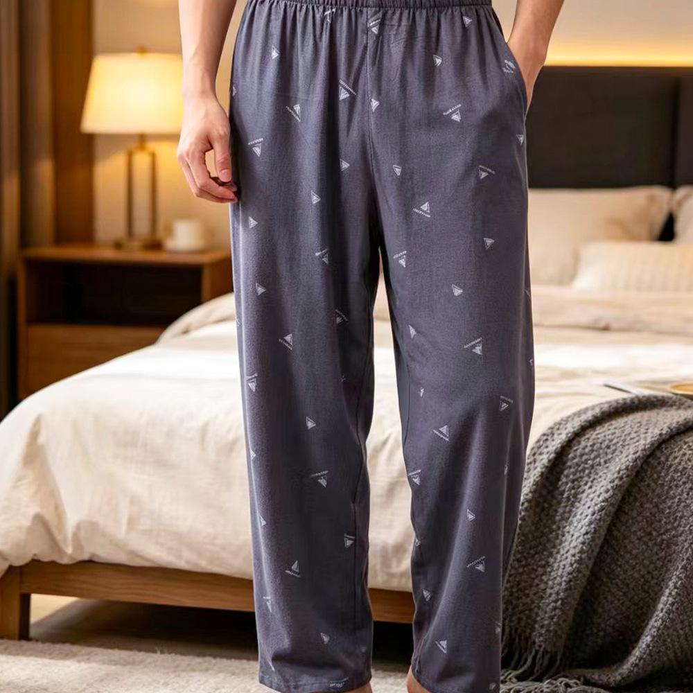 Men's Plus Size Lyocell Cotton Silk Pajama Pants for Casual Indoor and Outdoor Wear