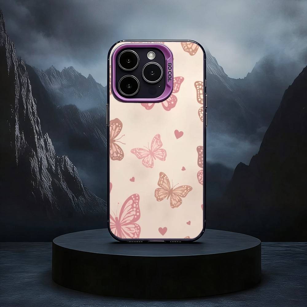 P-Painting B-Butterfly Phone Case For iPhone17,16,15,14,13,12,11 Plus,Pro Max Black Candy silver phone case