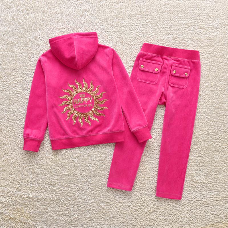 Europäischer & Amerikanischer Samt-Hoodie & Hose mit geradem Bein für Mädchen - Zweiteilige Freizeit-Sportbekleidung