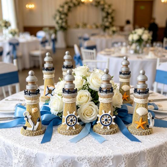 Yousheng Rustic Wood Lighthouse Figurine, Nautical Lighthouse Ocean Beach Sculpture, Handcrafted Coastal Tabletop Centerpiece for Mantel Bookshelf