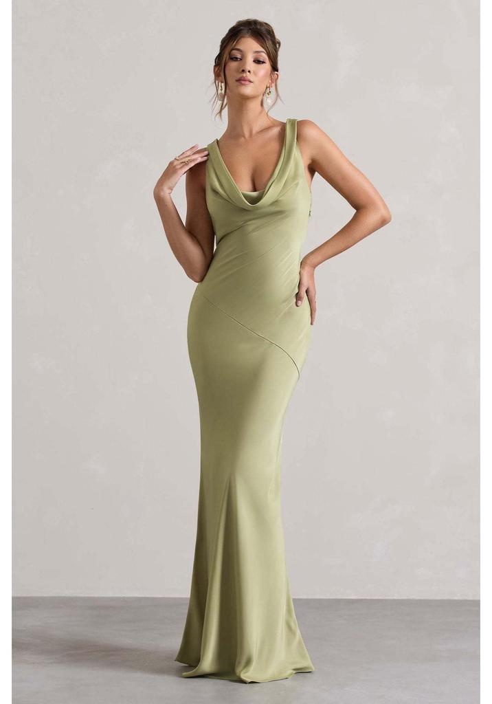 Robe Longue Elegante Satinée Coupe Ajustée Sirène Dos Nu 2025