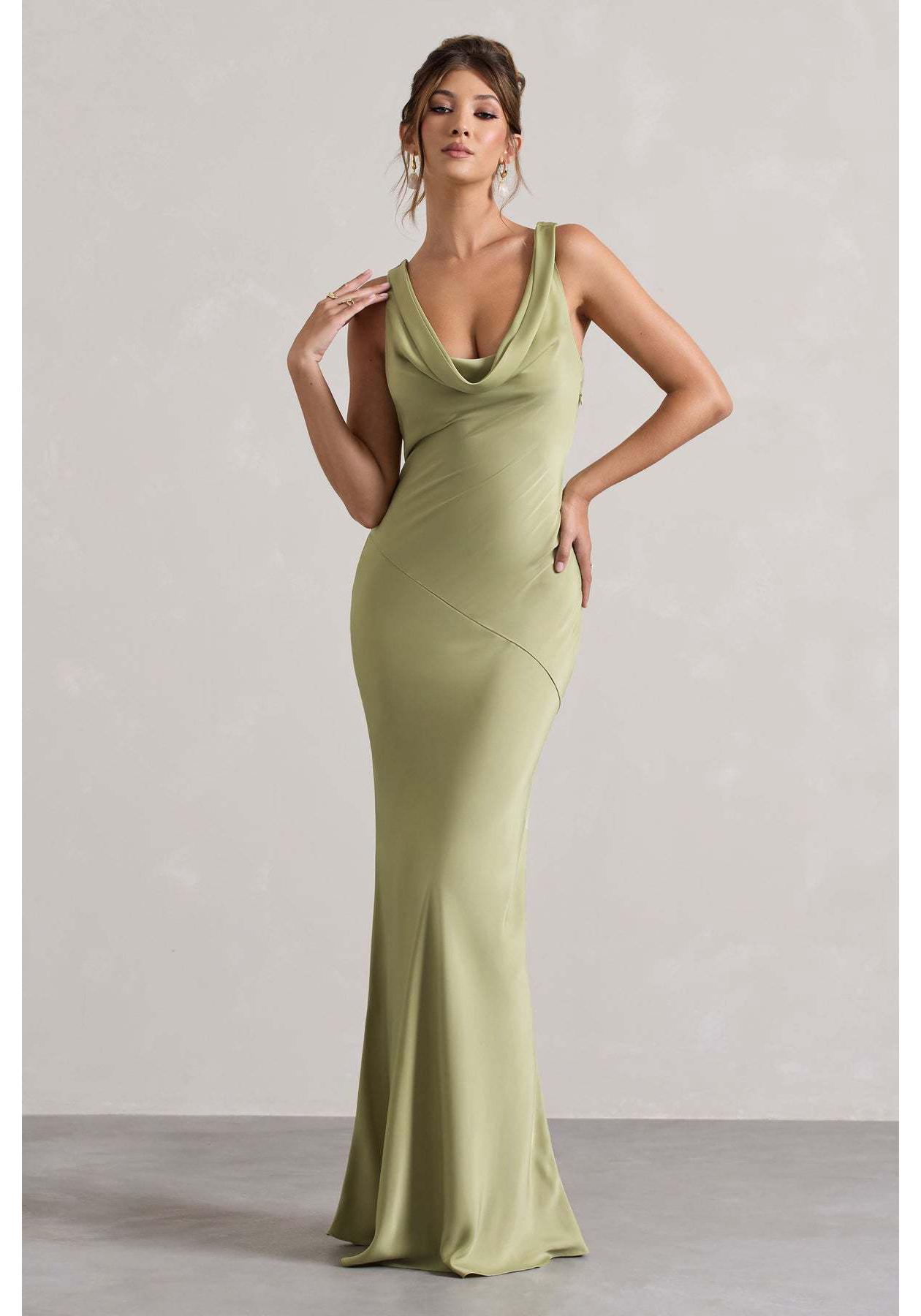 2025 Elegant Satin Slim-Fit Fishtail Backless Dress Medium