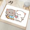 Cute peach mochi print entrance door mat non-slip absorbent bathroom cartoon rug home bedroom kawaii room decoration