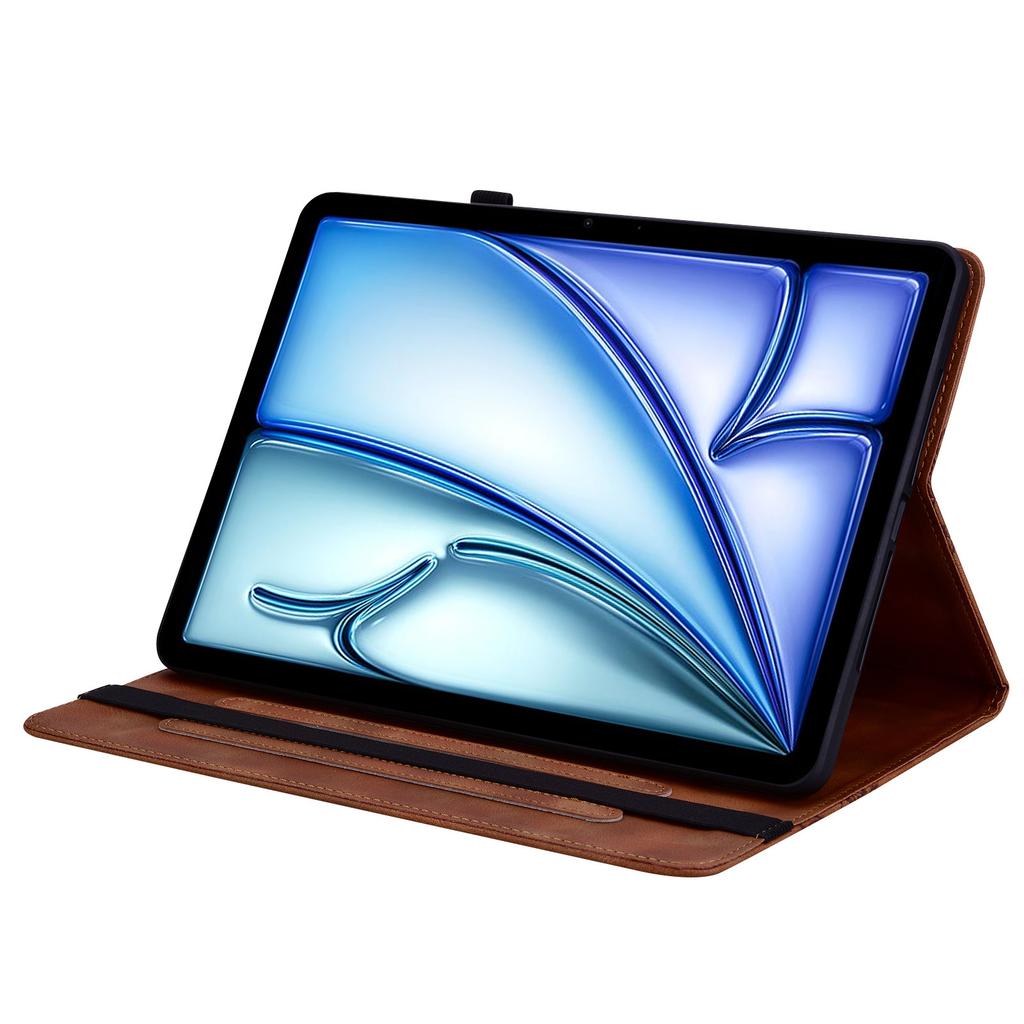 For iPad Air 13 (2025)/(2024) Leather Case Heart Imprint Foldable Stand Card Slot Stylus Holder Tablet Cover
