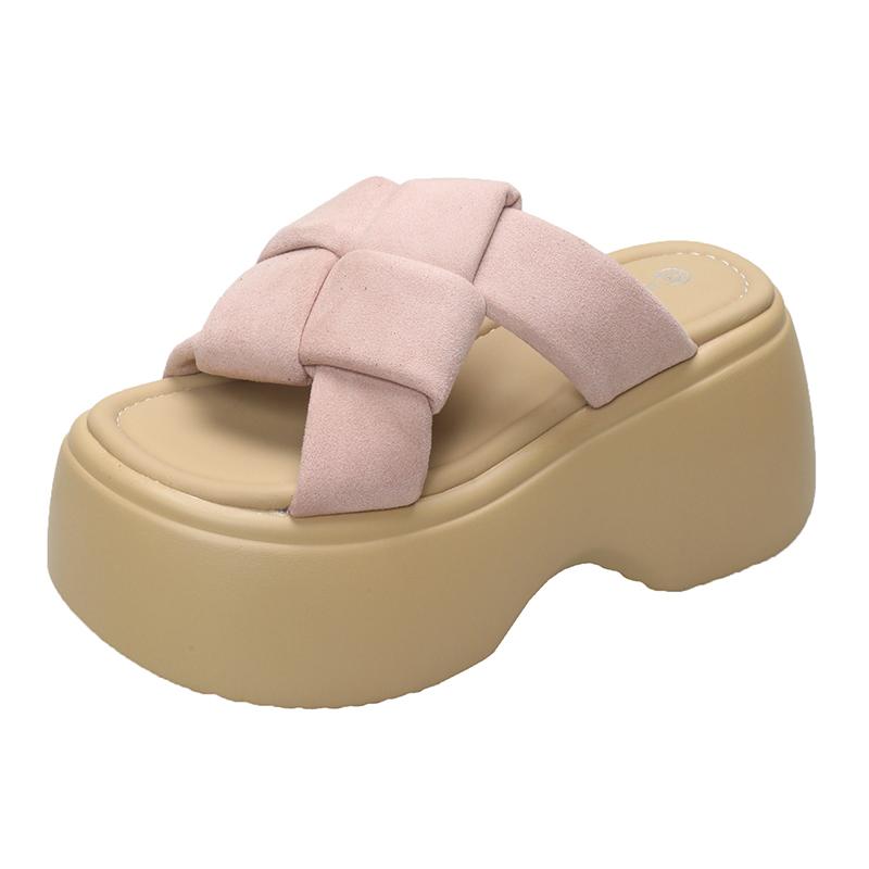 Fashion NEW 8.5CM Wedge Slippers for Women Summer Non Slip Platform Sandals Woman Open Toe Comfortable Female Chunky Beach Slippers