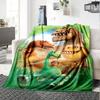 Good Dinosaur Cartoon Dinosaur Family Scene Print Flannel Blanket Soft Warm Throw Blanket for Sofa Bed Living Room