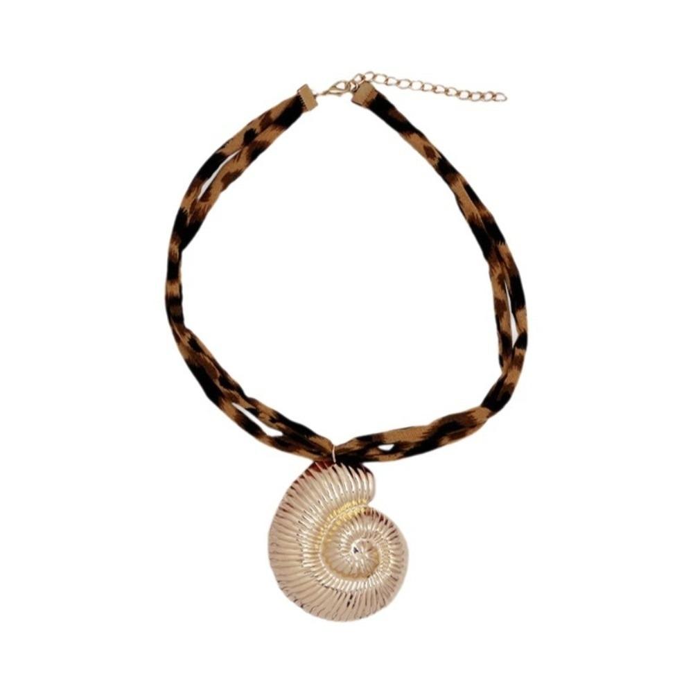 Charm Leopard Choker Bohemia Style Leopard Cloth Strip Necklace Starfish Pendant Necklace  Gift