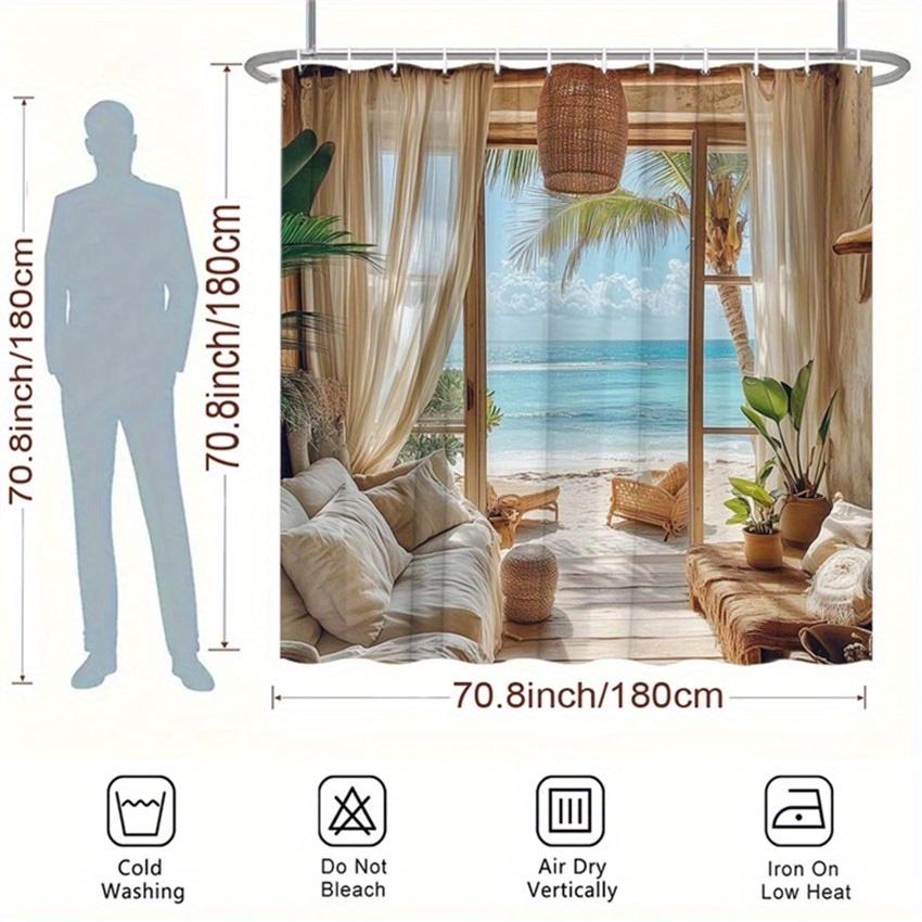 Beach Hut Paradise Shower Curtain- Multi-Style Bath Decor, Perfect for Those Who Love Coastal-Inspired and Practical Designs