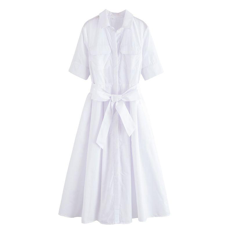 Za Export New Arrival Women's Clothing ZR Fashion Style Fashion Silm Waist-Controlled Lace-up Poplin Dress 2640360