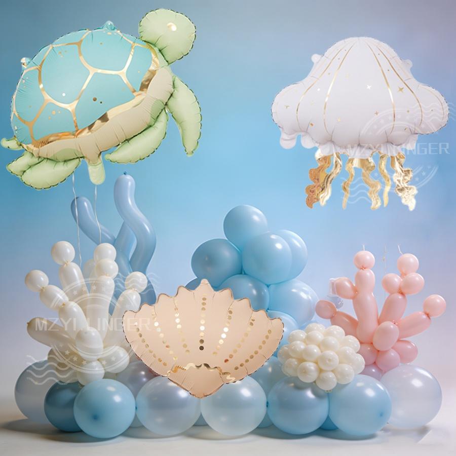 Cartoon Seahorse Shark Balloon Jellyfish Starfish Foil Balloon Ocean Theme Birthday Party Decoration Baby Shower Supplies