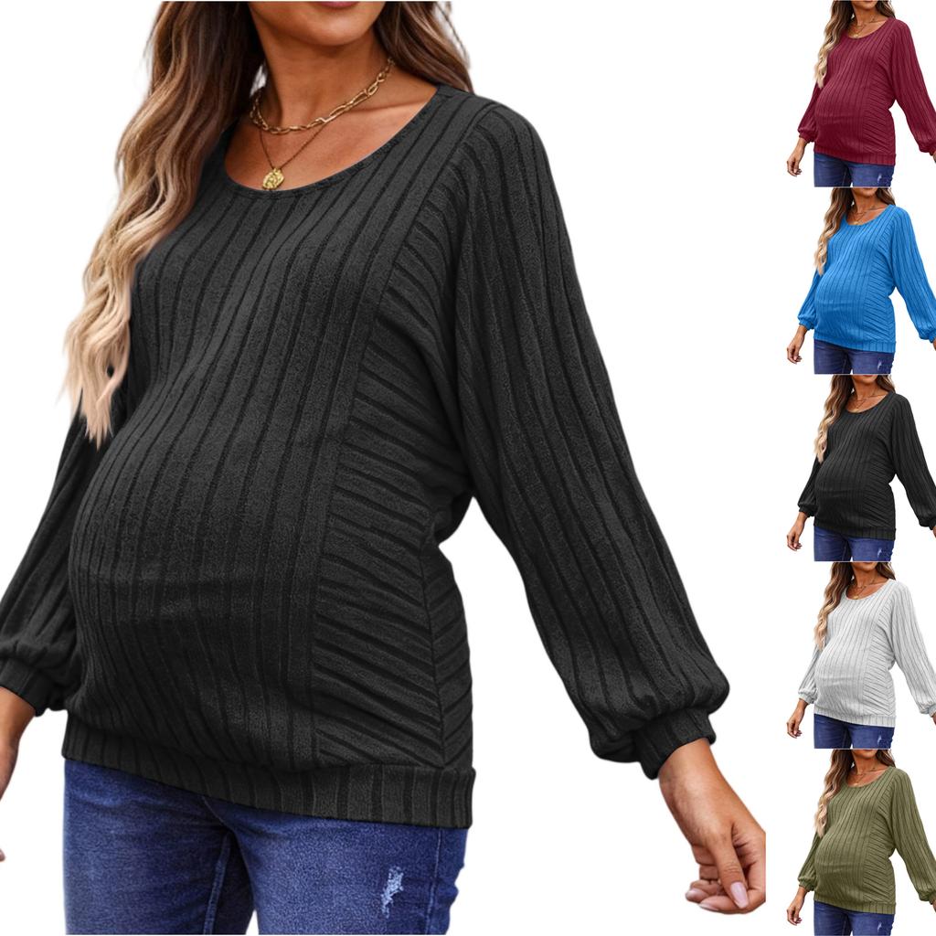 Plus-size Women's Comfortable Color Lantrn Sleeve Maternity Top