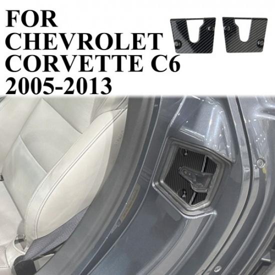 Carbon Fiber Style Door Lock Cover Buckle Trim For Chevrolet Corvette C6 2005+