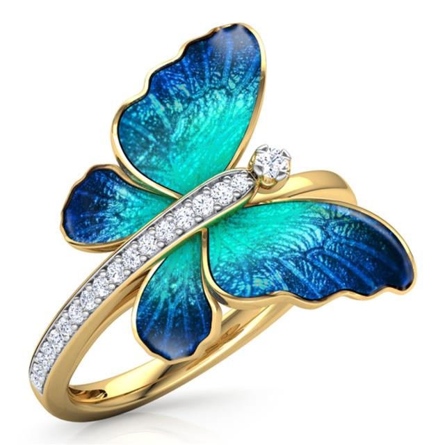 

Gorgeous For Women Butterfly Design Rings Crystal Stone Enamel Rings Engagement Rings Marriage RingsTrendy Rings 11 золотий