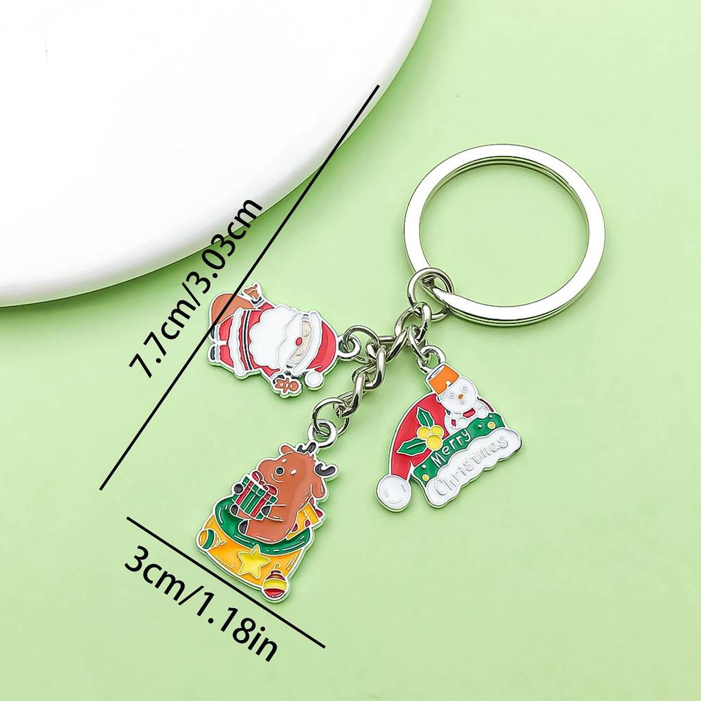 Exquisite Christmas Keychain: Santa, Reindeer, Gift Box, and Bell Ornaments Pendant