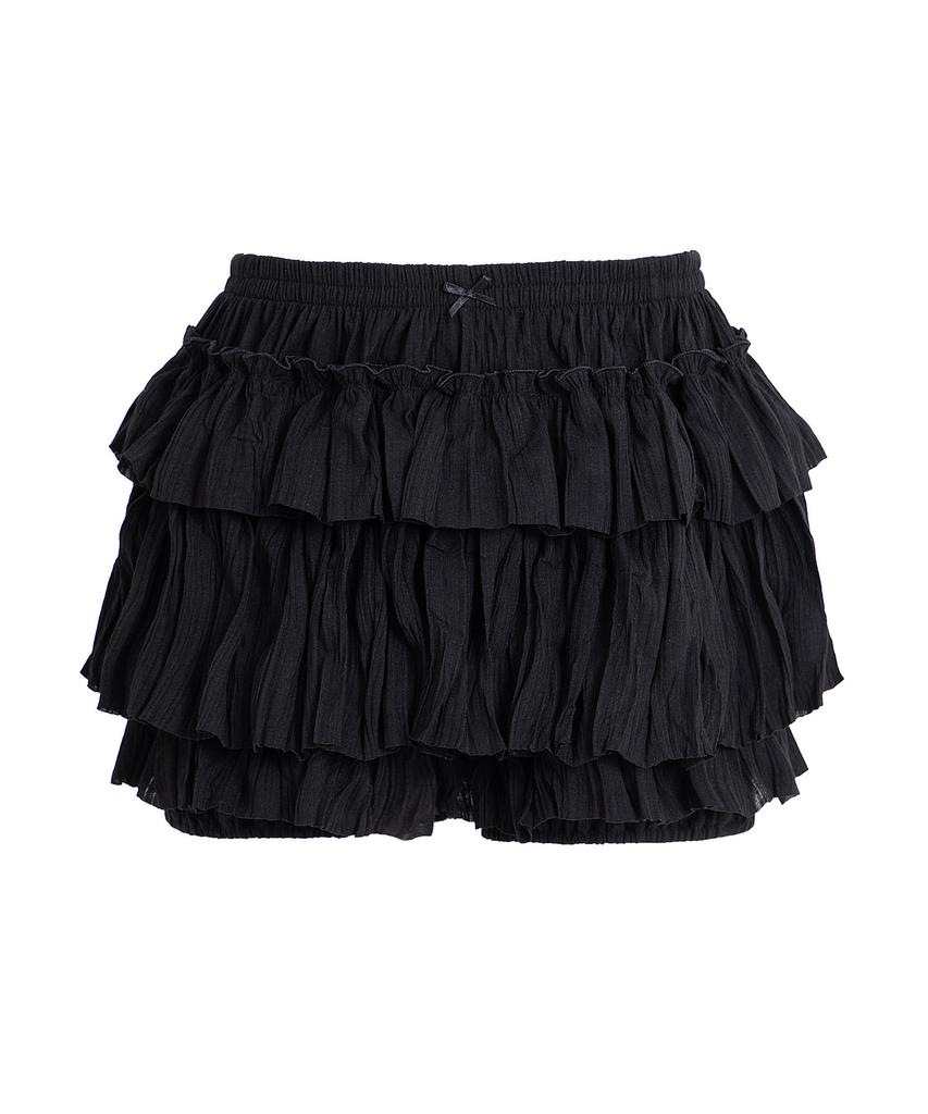 Plasma Sphere Bird Pleated Tiered Shorts Skirt_ 2 Colors