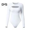 Dámské body Sexy dutý Slim Fit Dlouhé rukávy Kulatý límec Jednobarevné Strečové Prodyšné Měkké Podzimní Dámské Dámské Trikotové Top Dámské Oblečení
