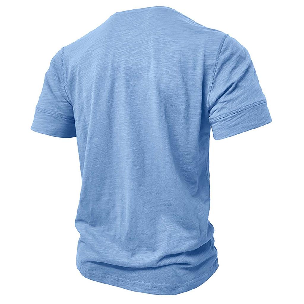 Men's Short Sleeved Lapel Collar T-shirt Casual Round Neck Top